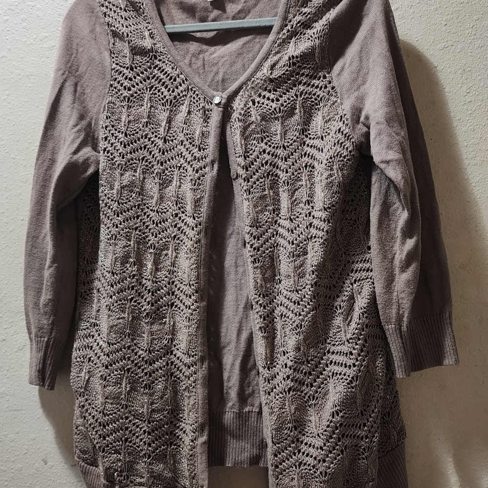 Studio Works Women's Taupe Knit Cardigan